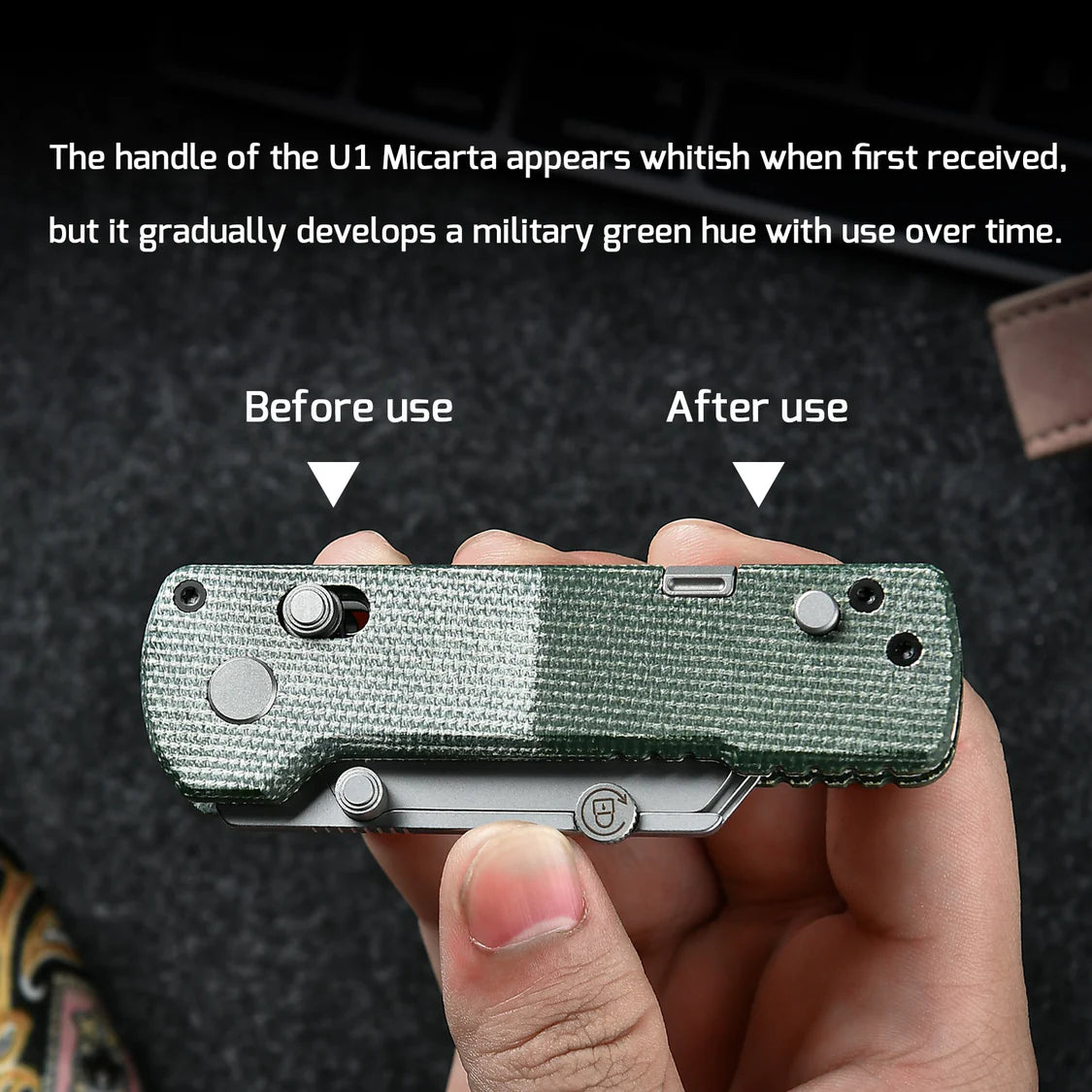 Oknife U1 Pro Green Micarta Multitool Folding Utility Knife with Folding Screwdriver