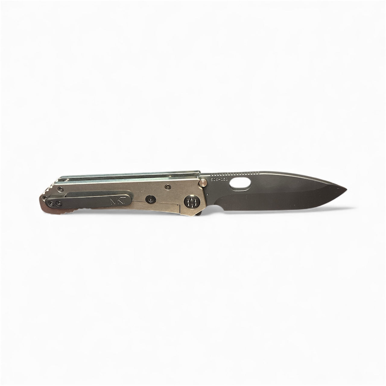 Medford 187 DP – D2 Drop Point | Tumbled Handle, Black Hardware & DLC Clip