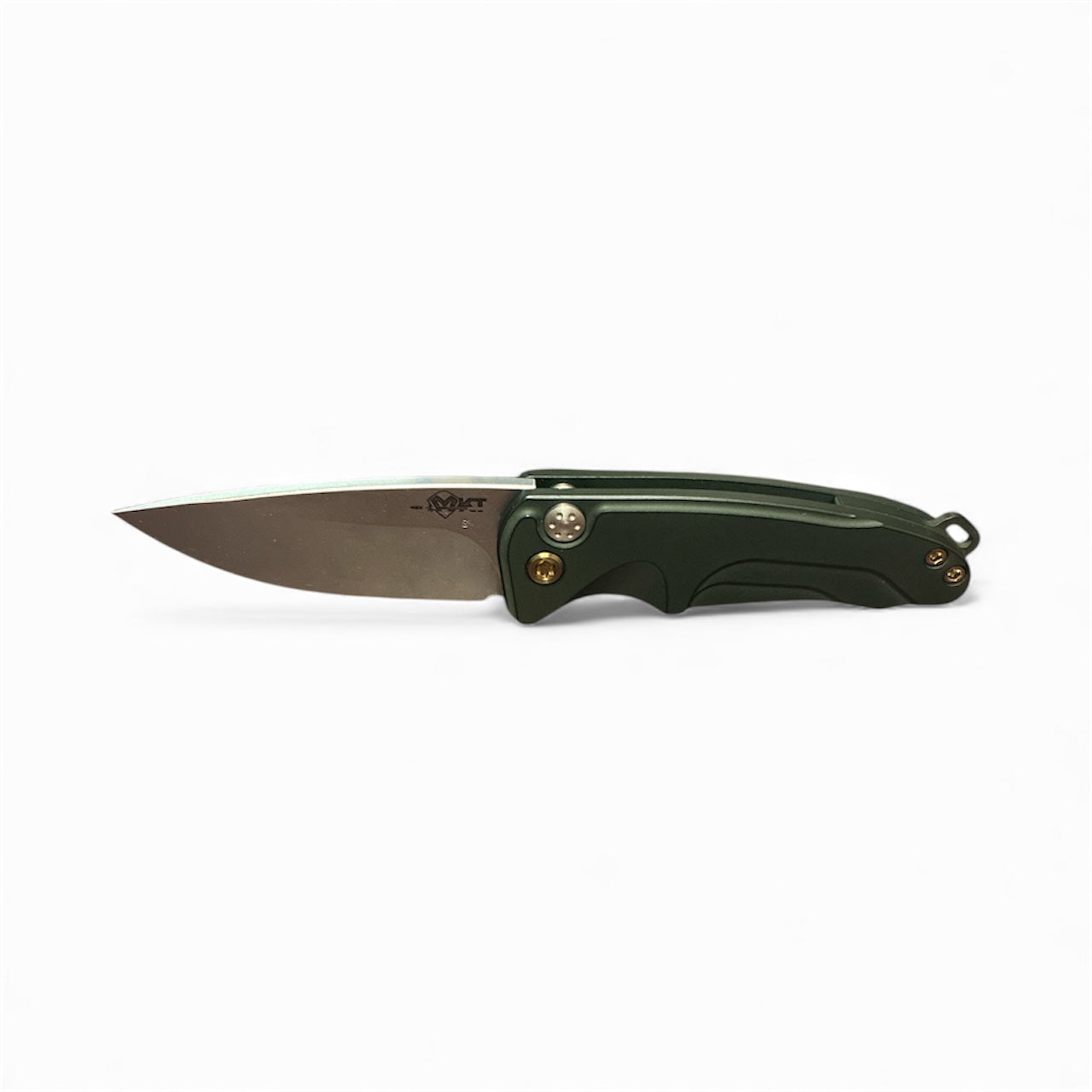 Medford Smooth Criminal S45VN Tumbled Blade Green Handle, Bronze Hardware