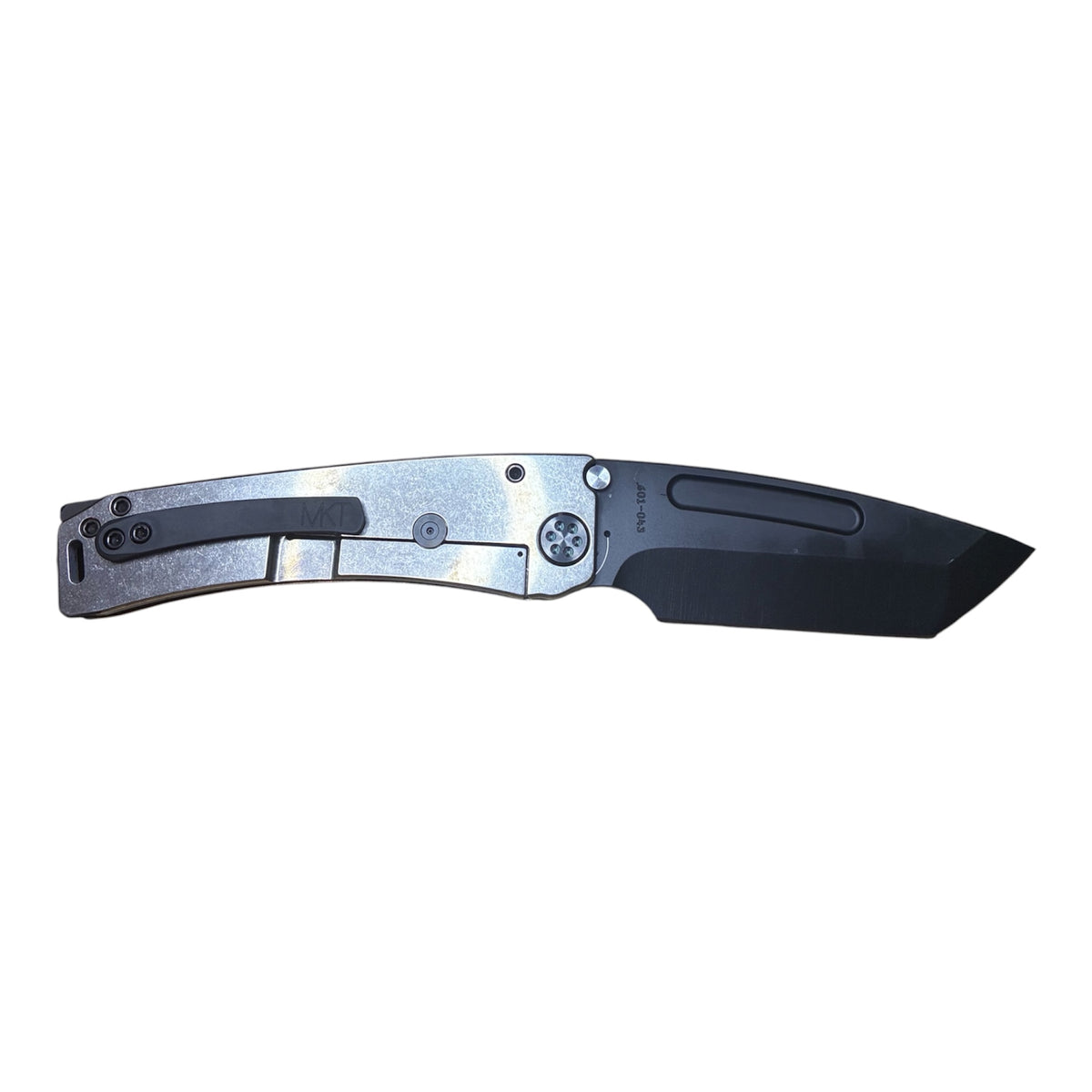 Medford Marauder S45VN DLC Tanto Folding Knife – Tumbled Handles, Black Hardware MK007