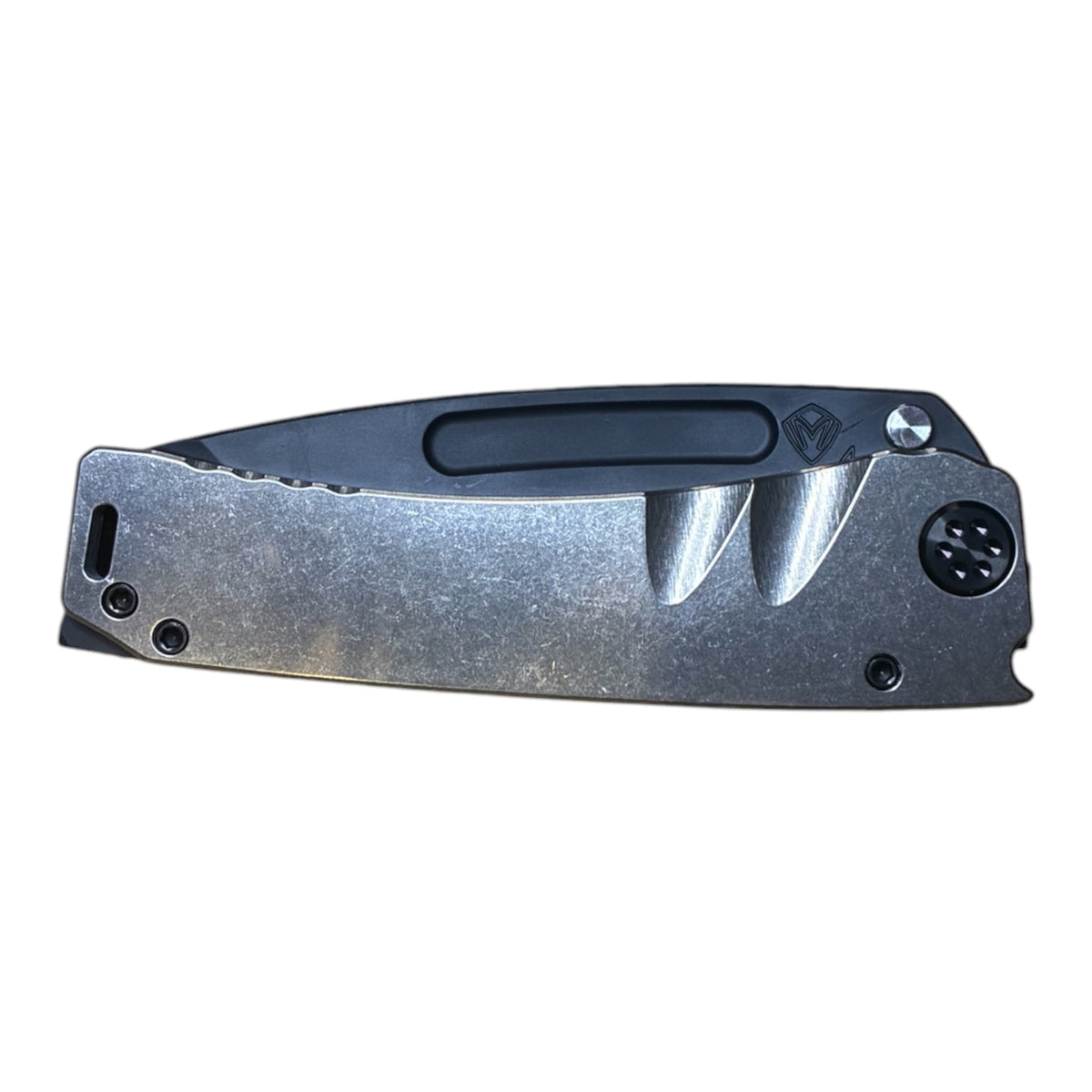 Medford Marauder S45VN DLC Tanto Folding Knife – Tumbled Handles, Black Hardware MK007