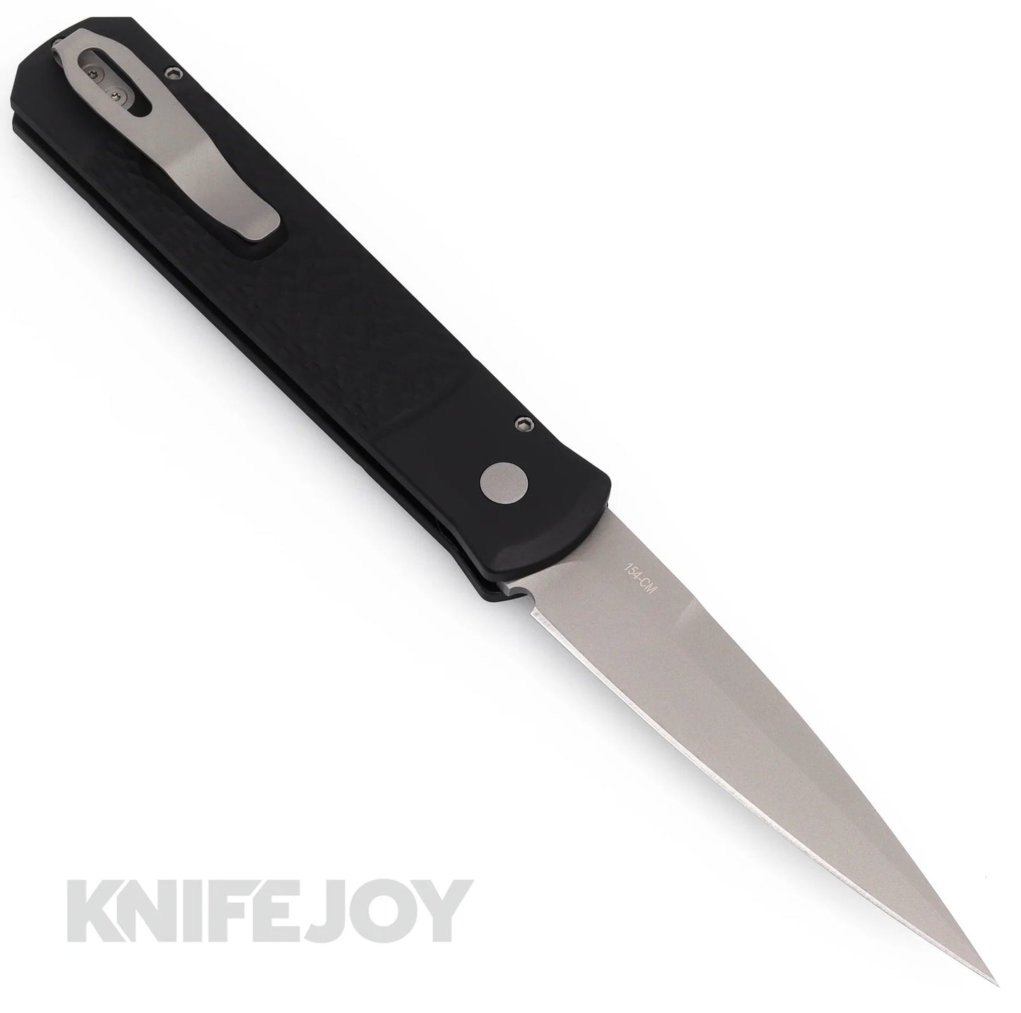 Pro-tech Knives 924 GODFATHER Auto Bead Blasted Plain Blade, Black Jigged Handles