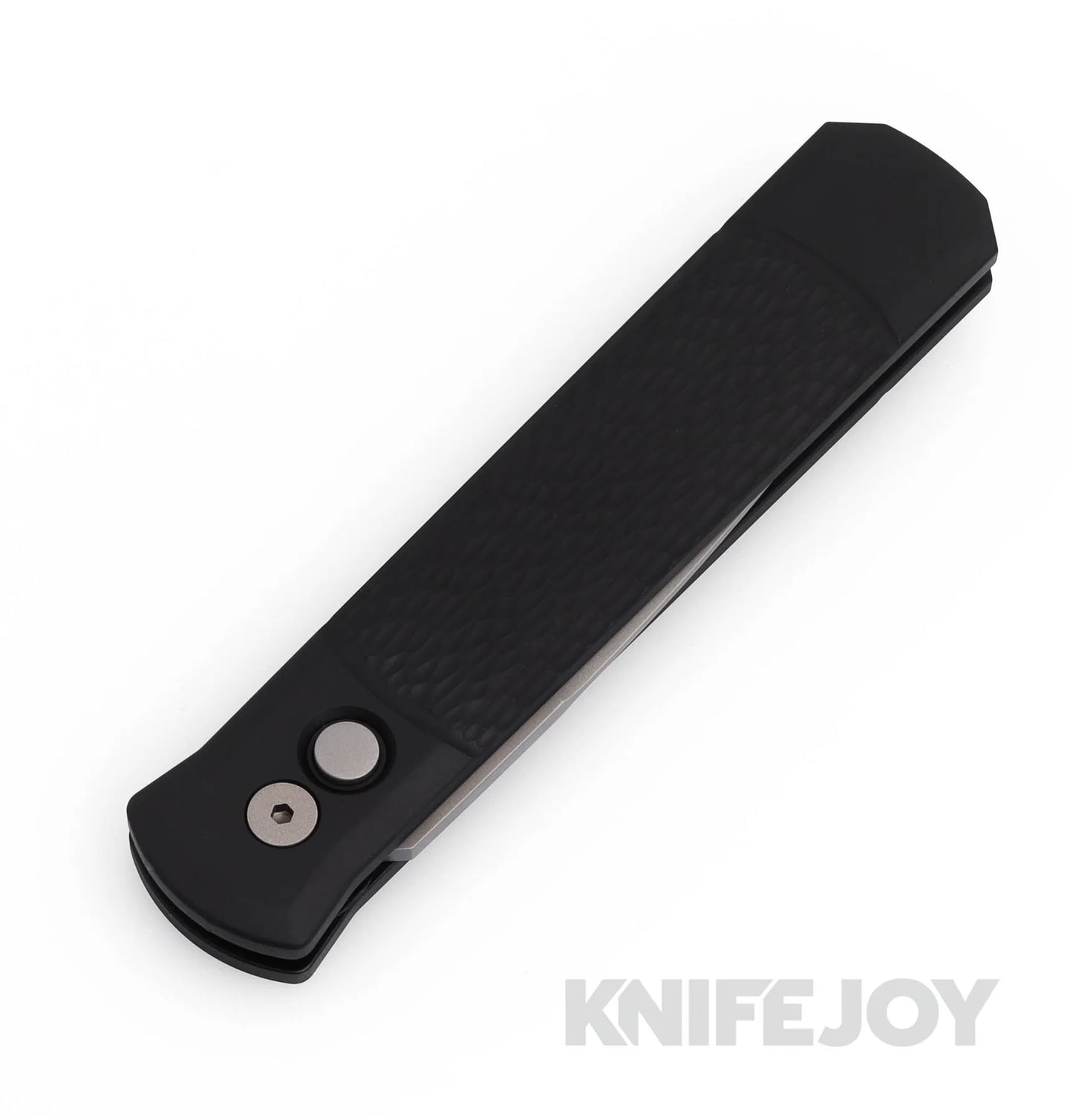 Pro-tech Knives 924 GODFATHER Auto Bead Blasted Plain Blade, Black Jigged Handles