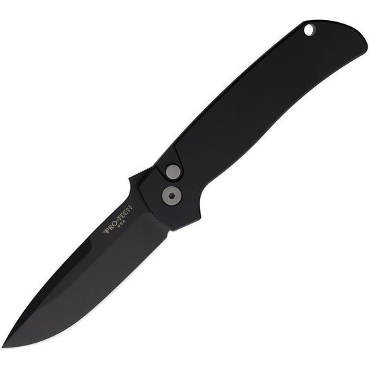 Pro-Tech Terzuola ATCF Operator Auto Knife Black Al Tritium Button 3.5" DLC Blade