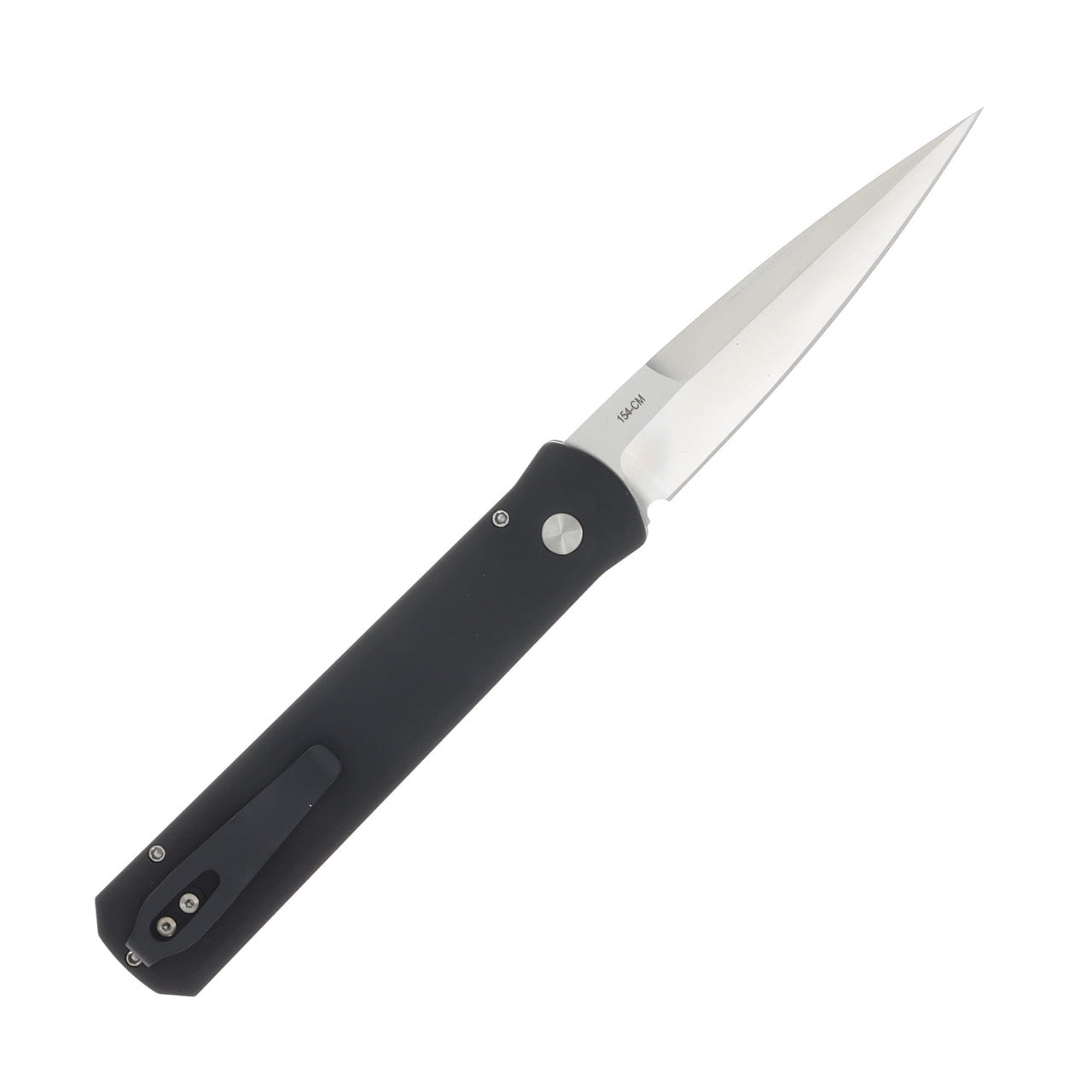Protech Godfather Out The Side  Knife- Black Handle- Satin Blade- Mother Of Pearl Button