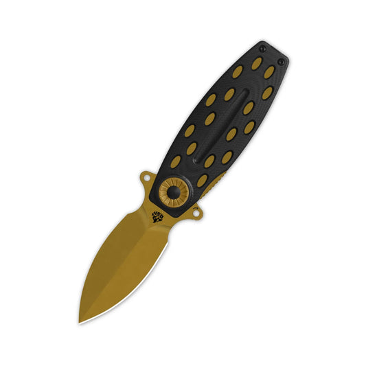 QSP Beetle Liner Lock Pocket Knife | 14C28N Bronze Blade | Black G10 Handle | QS162-C