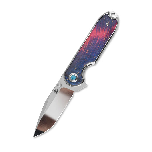 QSP Nebula Liner Lock Pocket Knife | 14C28N Mirror Polish Blade | Stabilized Wood Handle | QS168-B
