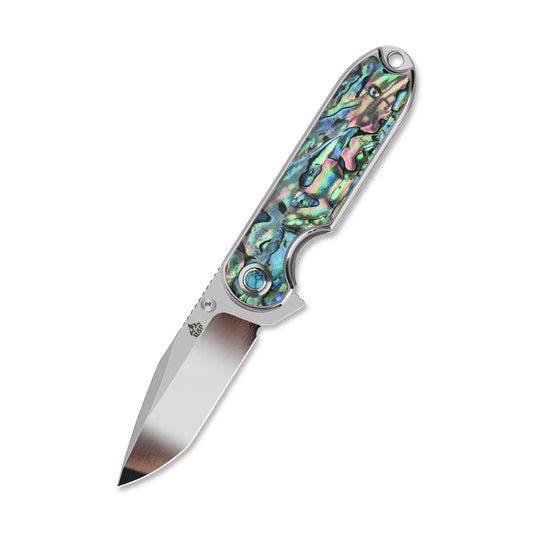 QSP Nebula Liner Lock Pocket Knife | 14C28N Mirror Polish Blade | Abalone Handle | QS168-F