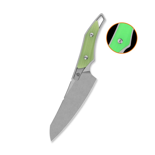 QSP T-Cook Fixed Blade Knife | Nitro-V Wharncliffe Blade | Glow-in-the-Dark G10 Handle | QS172-B1