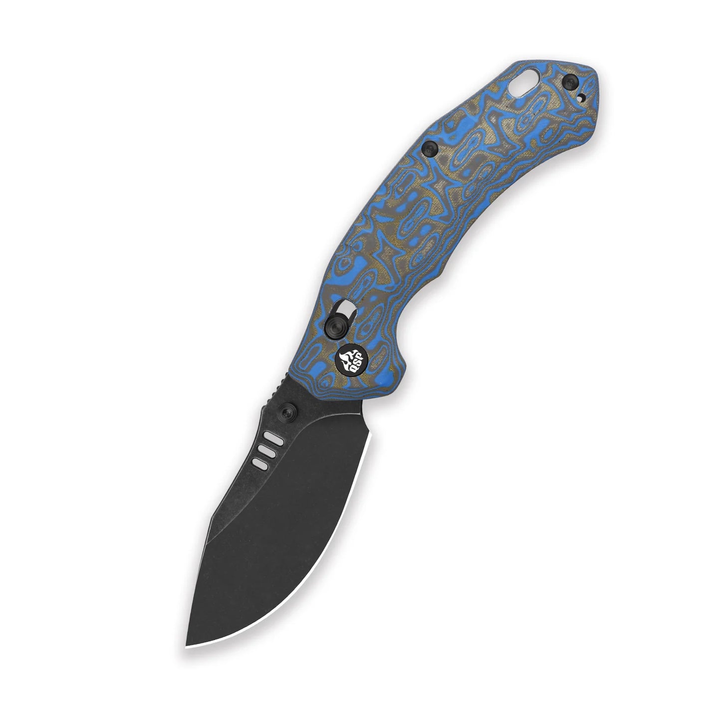 QSP Elk Glyde Lock Pocket Knife | 14C28N Steel | Blue Textured Micarta Handle | QS173-B2