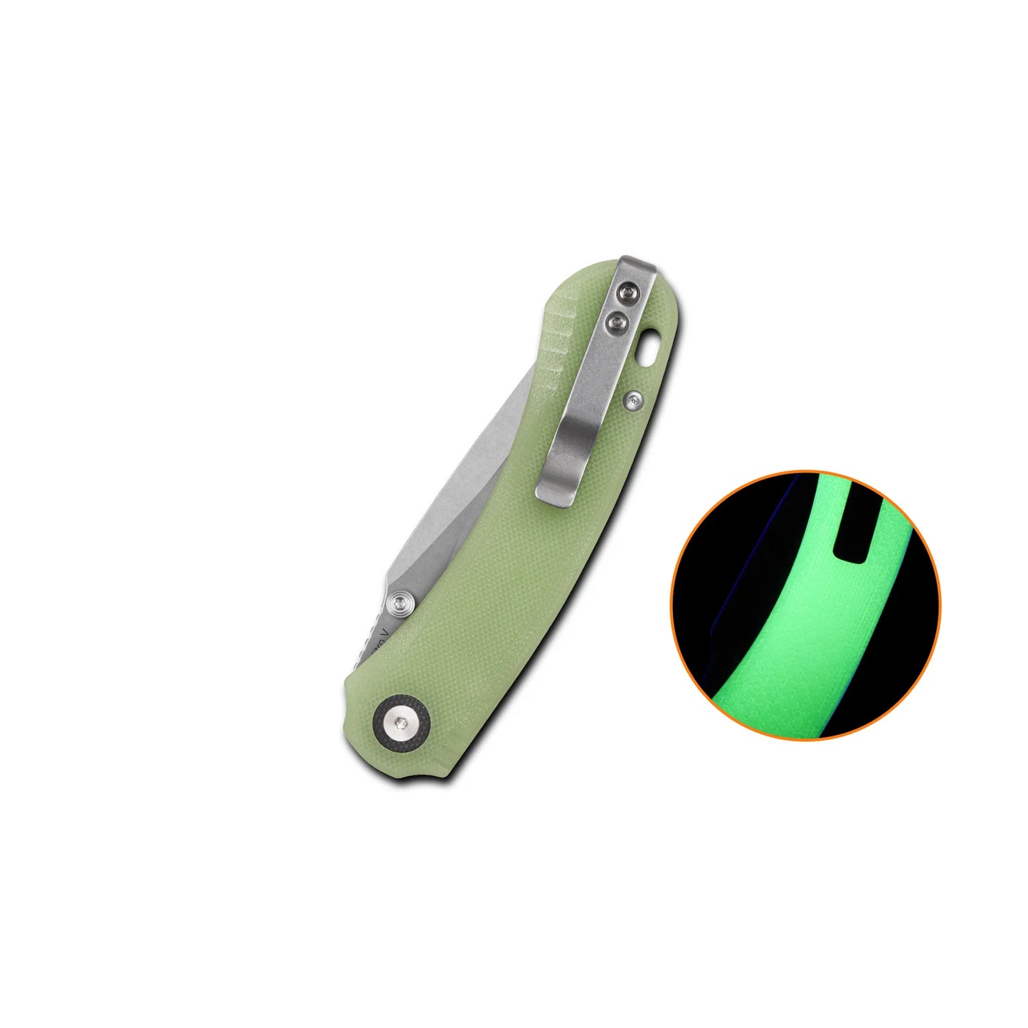 QSP Coyote Button Liner Lock Pocket Knife | Nitro-V Steel | Glow-in-the-Dark G10 Handle | QS174-B1