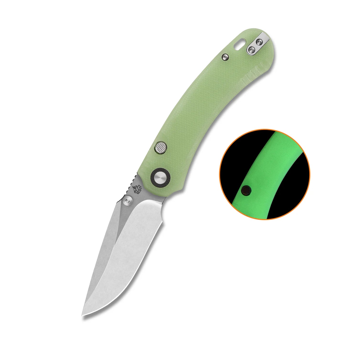 QSP Coyote Button Liner Lock Pocket Knife | Nitro-V Steel | Glow-in-the-Dark G10 Handle | QS174-B1