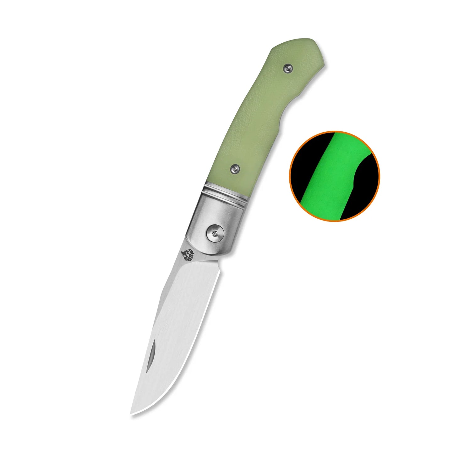 QSP Heron Slip Joint Pocket Knife | Nitro-V Satin Blade | Glow-in-the-Dark G10 Handle | QS175-A