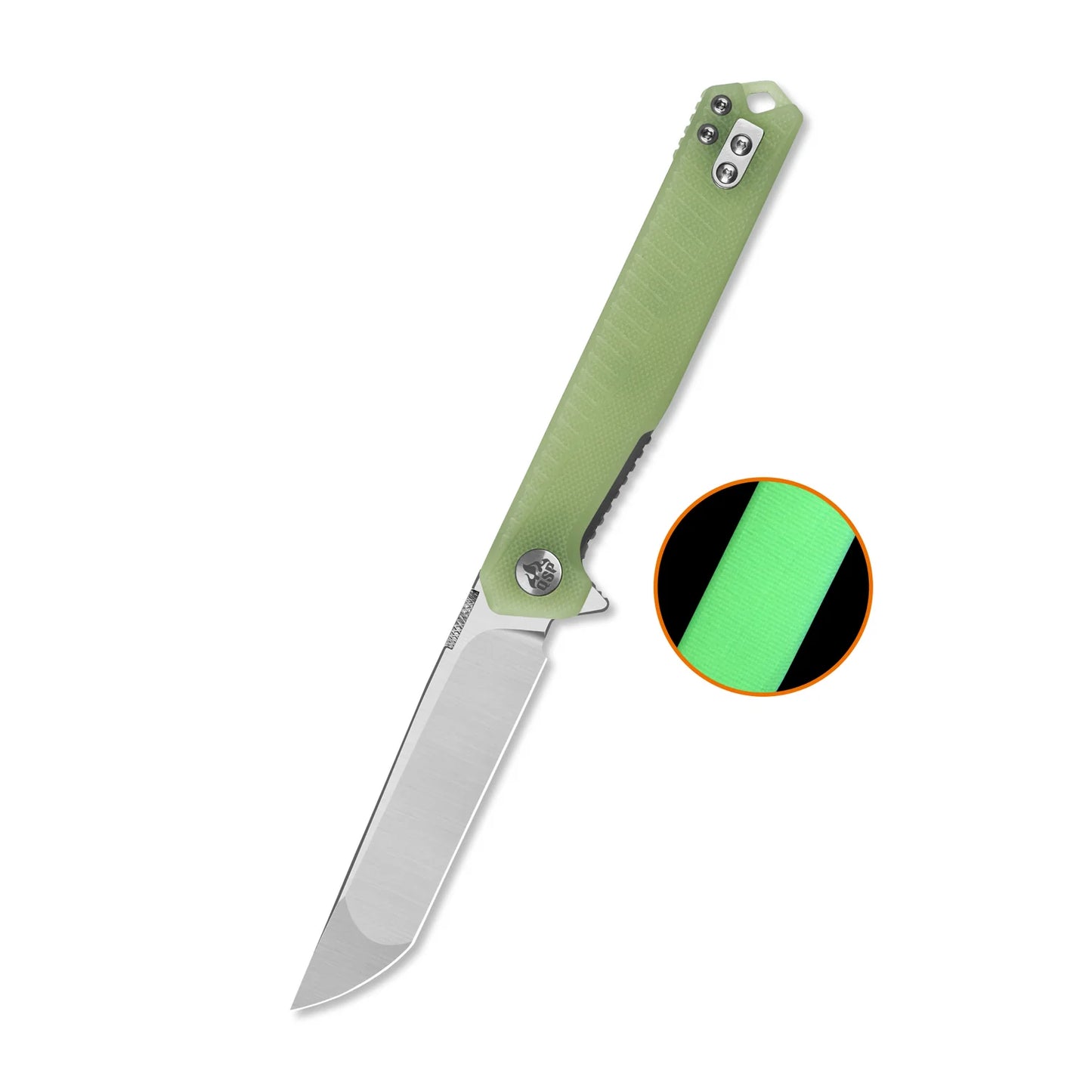 QSP Mantis Liner Lock Pocket Knife | Nitro-V Steel | Glow-in-the-Dark G10 Handle | QS176-B1