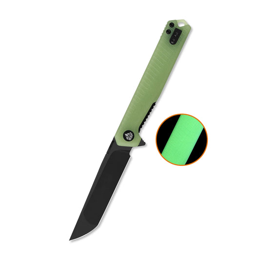 QSP Mantis Liner Lock Pocket Knife | Nitro-V Steel | Glow-in-the-Dark G10 Handle | QS176-B2