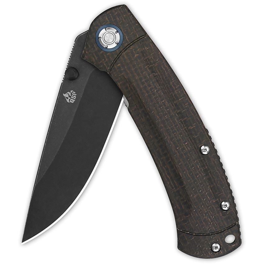 QSP Copperhead Liner Lock Knife Brown Micarta (3.5" Black) QS109-C2