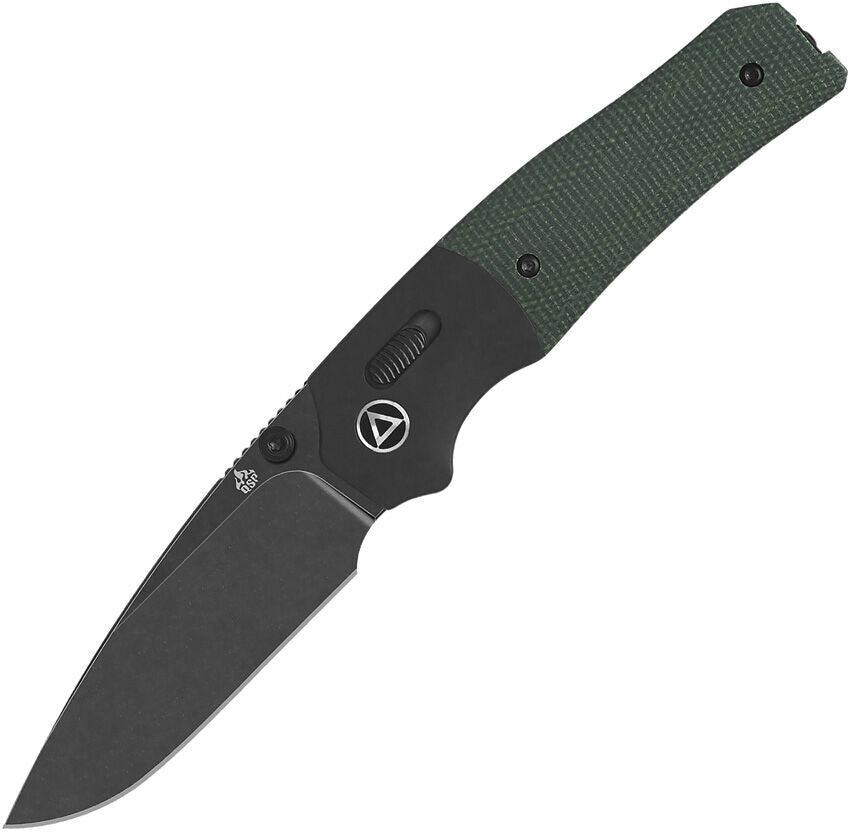 QSP Vault Glyde Lock Knife – Green Micarta Black Stonewash Blade QS157-B2