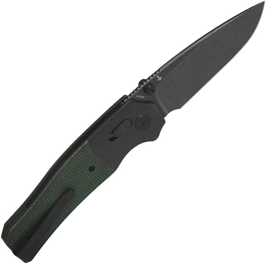 QSP Vault Glyde Lock Knife – Green Micarta Black Stonewash Blade QS157-B2