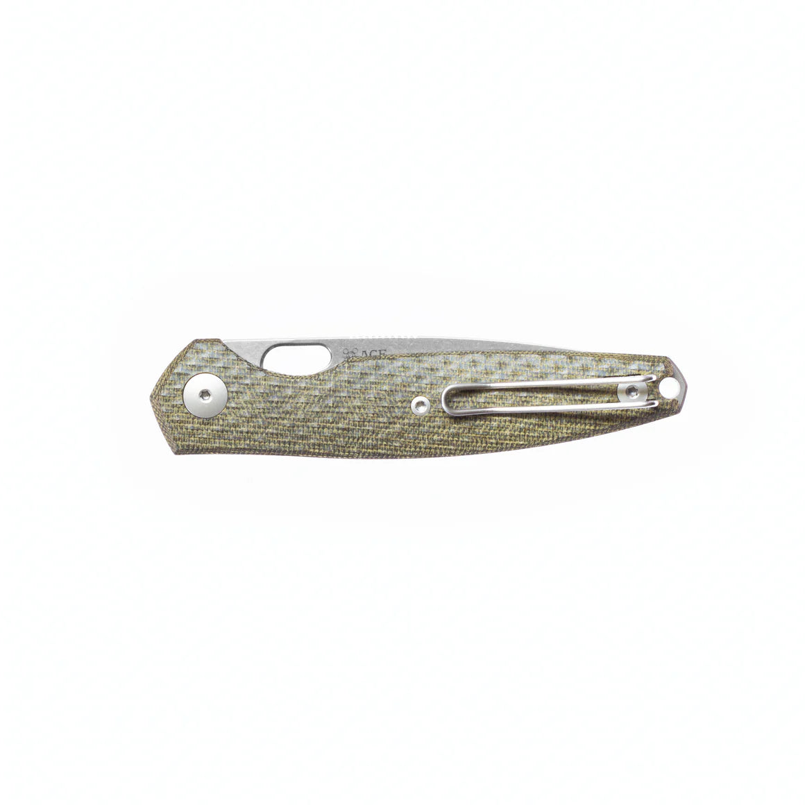 GiantMouse ACE REO Green Canvas Stonewash Folding Knife REO-GRN-CANVAS-TI-BACKSPACER