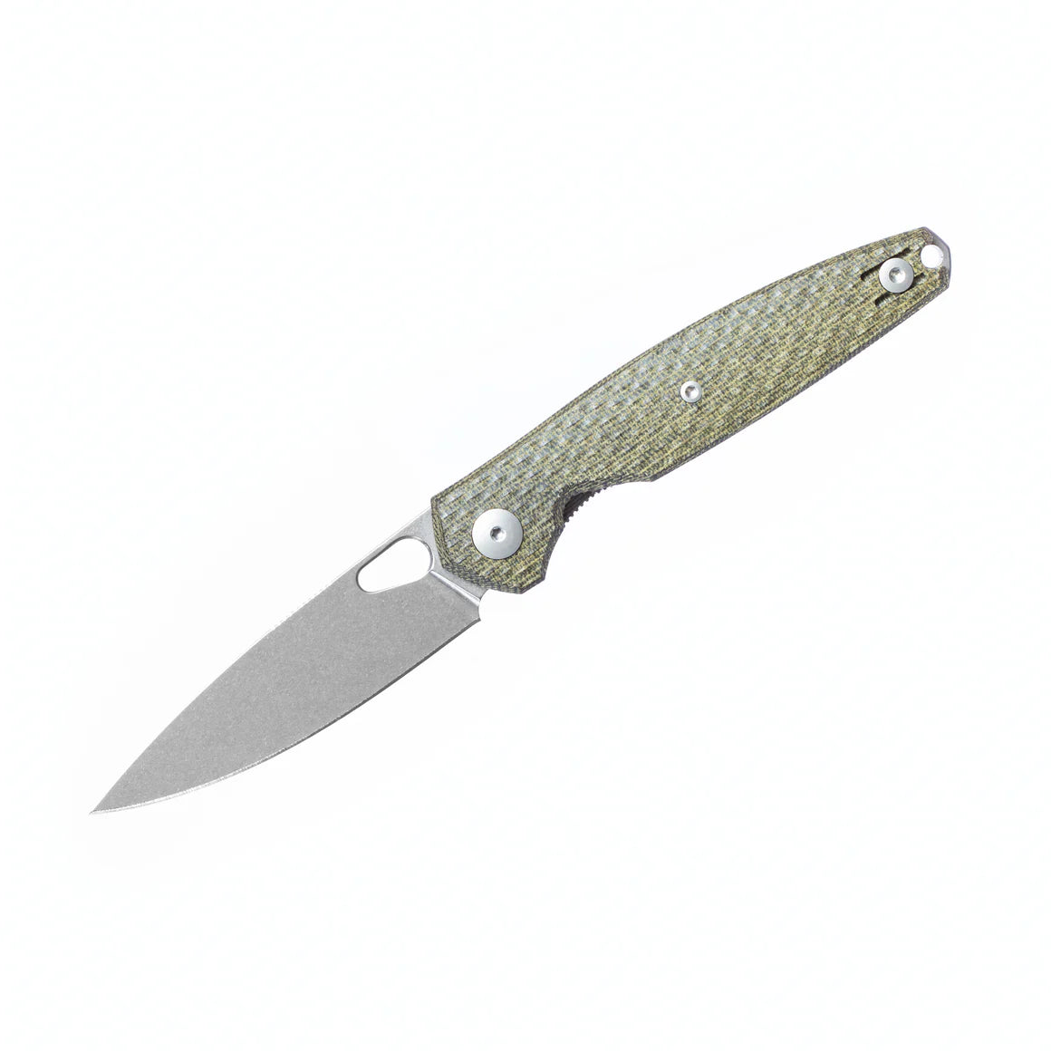 GiantMouse ACE REO Green Canvas Stonewash Folding Knife REO-GRN-CANVAS-TI-BACKSPACER