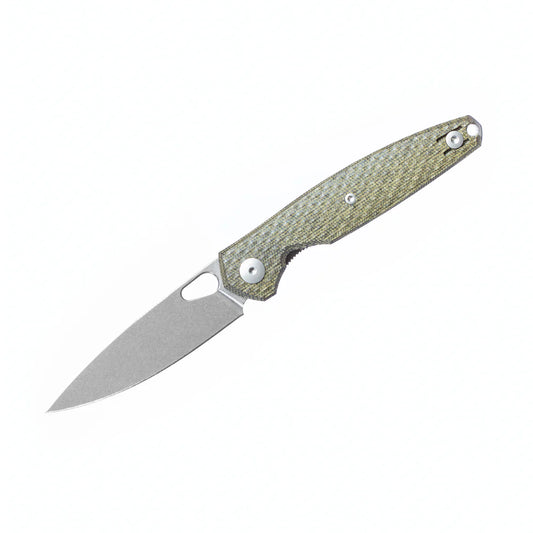 GiantMouse ACE REO Green Canvas Stonewash Folding Knife REO-GRN-CANVAS-TI-BACKSPACER