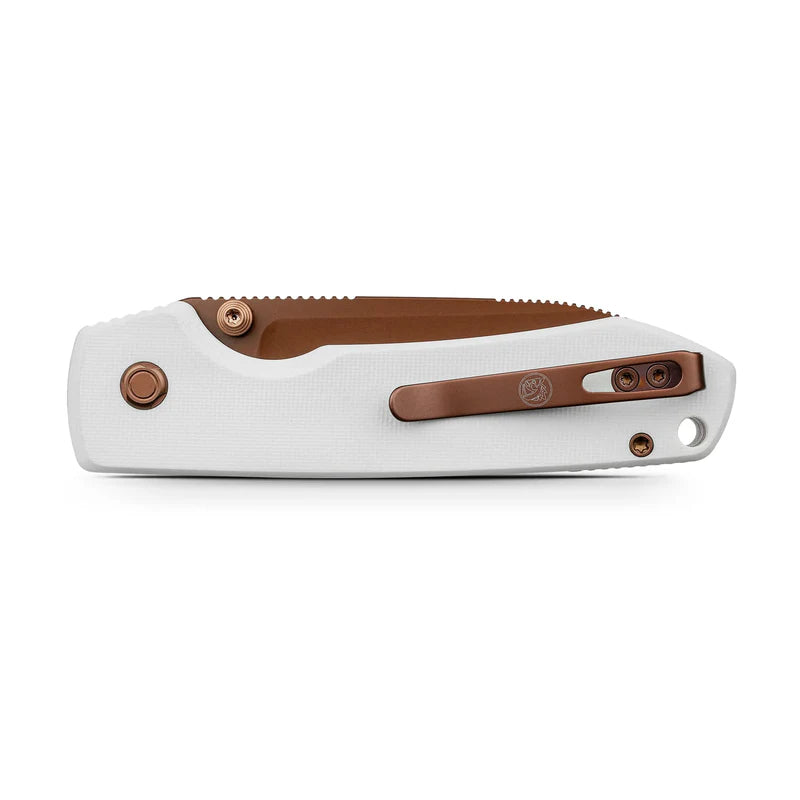 Vosteed Raccoon 2.0 Top Liner Lock Knife White G10 Handle (3.25" Copper Dune 14C28N Blade) A2913