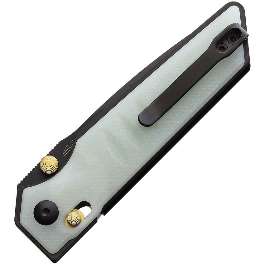 Real Steel 7711NB Sacra Slide Lock Black Folding Knife Jade Handles