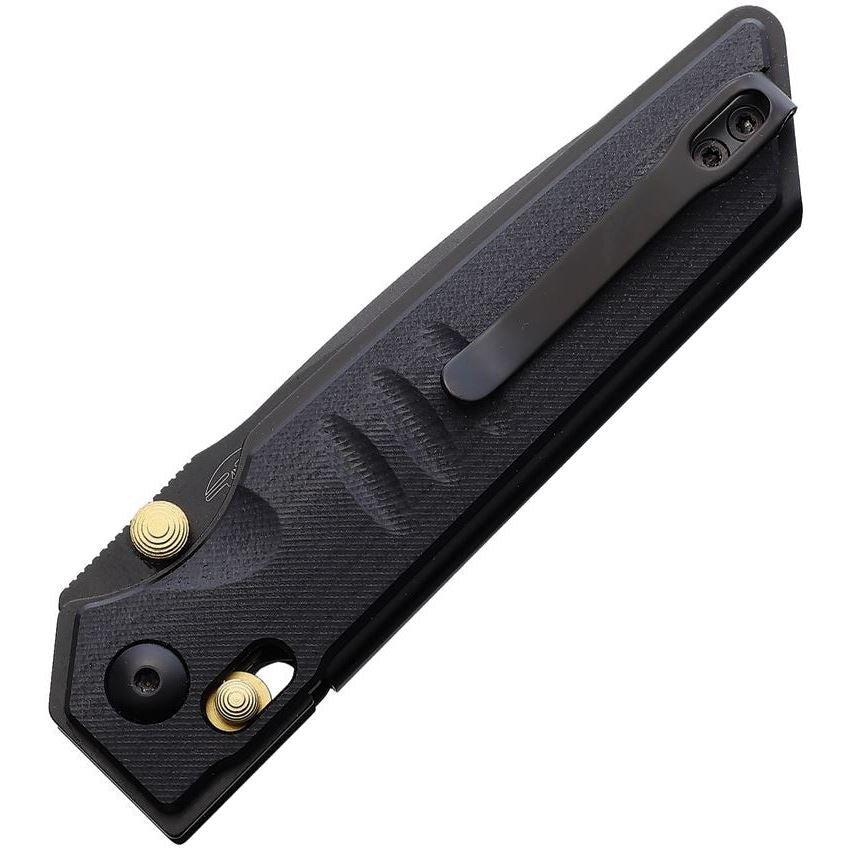 Real Steel 7711BB Sacra Slide Lock Black Folding Knife Black Handles