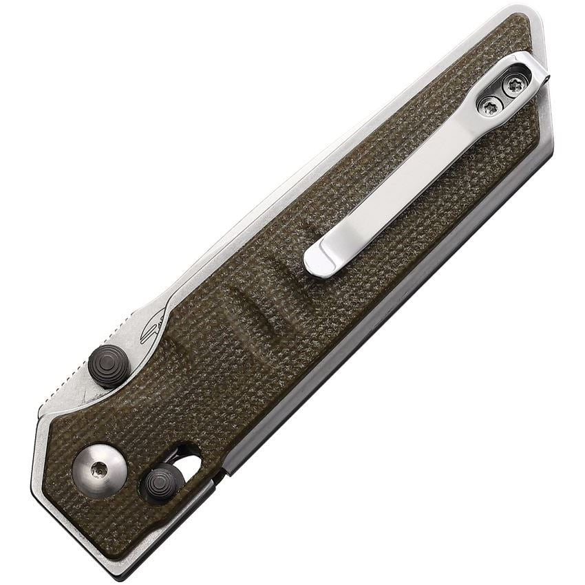 Real Steel 7711G Sacra Slide Lock Satin Folding Knife Green Handles