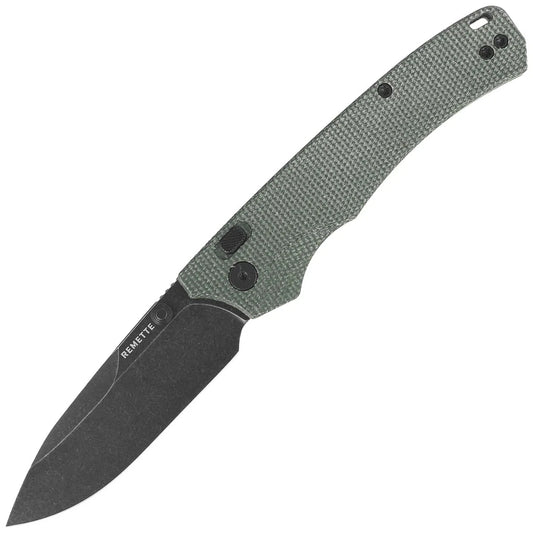 Remette  WD107MGB Knife Military Green Micarta, Black Titanium 14C28N