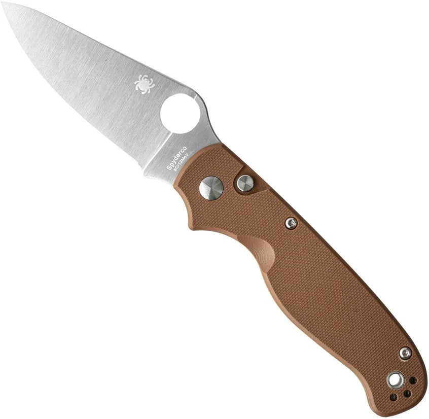 Spyderco ButtonUp 3.25" 8Cr13MoV Clip Point Folding Knife Brown G10 C275GPBN