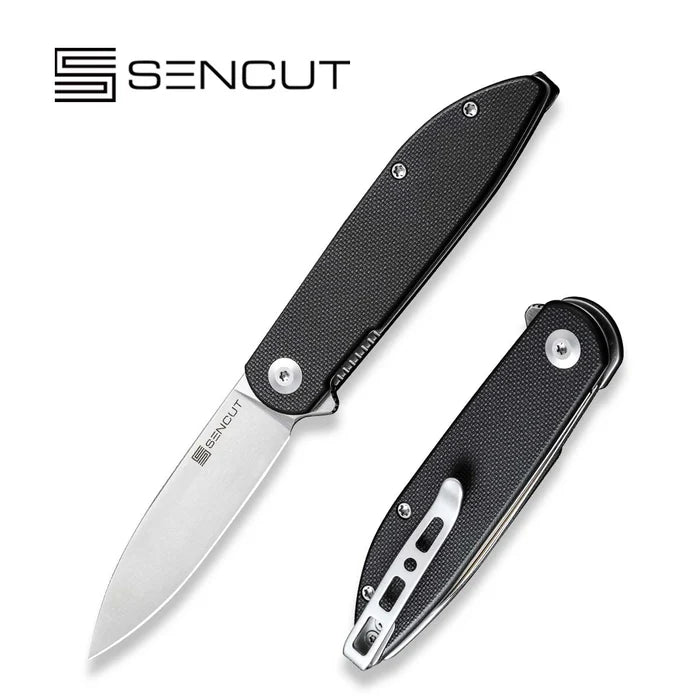 Sencut Bocll II Folding Knife – Black G10 Handle | Satin D2 Blade (Model S22019-1)
