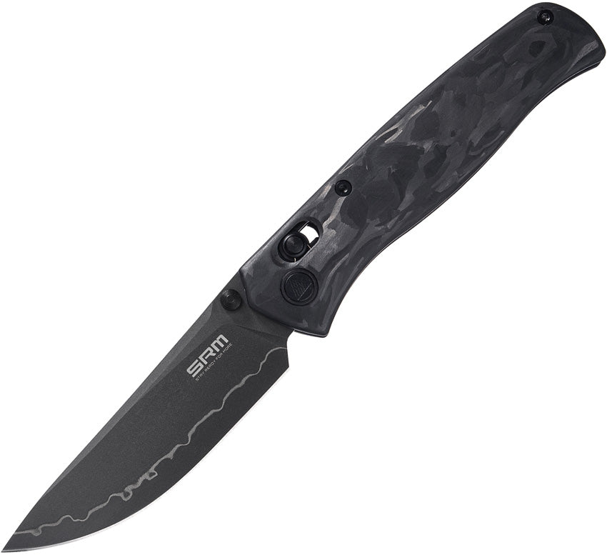 SRM Knives 255L-FB2 Ambi Lock Carbon Fiber Folding 140Cr Pocket Knife 255LFB2
