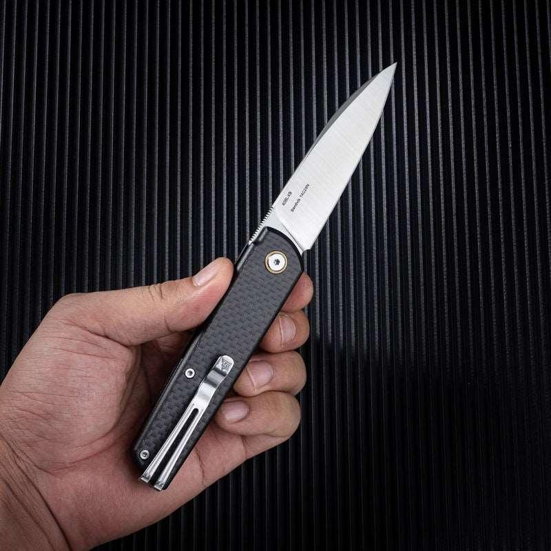 SRM Qrick 408L-KB Folding Knife – 14C28N Blade | G10/Carbon Fiber Handle