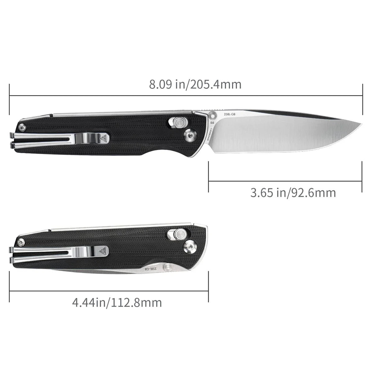 SRM Terrier 258L-GB Folding Knife – D2 Blade | G10 Handle | Ambi Lock
