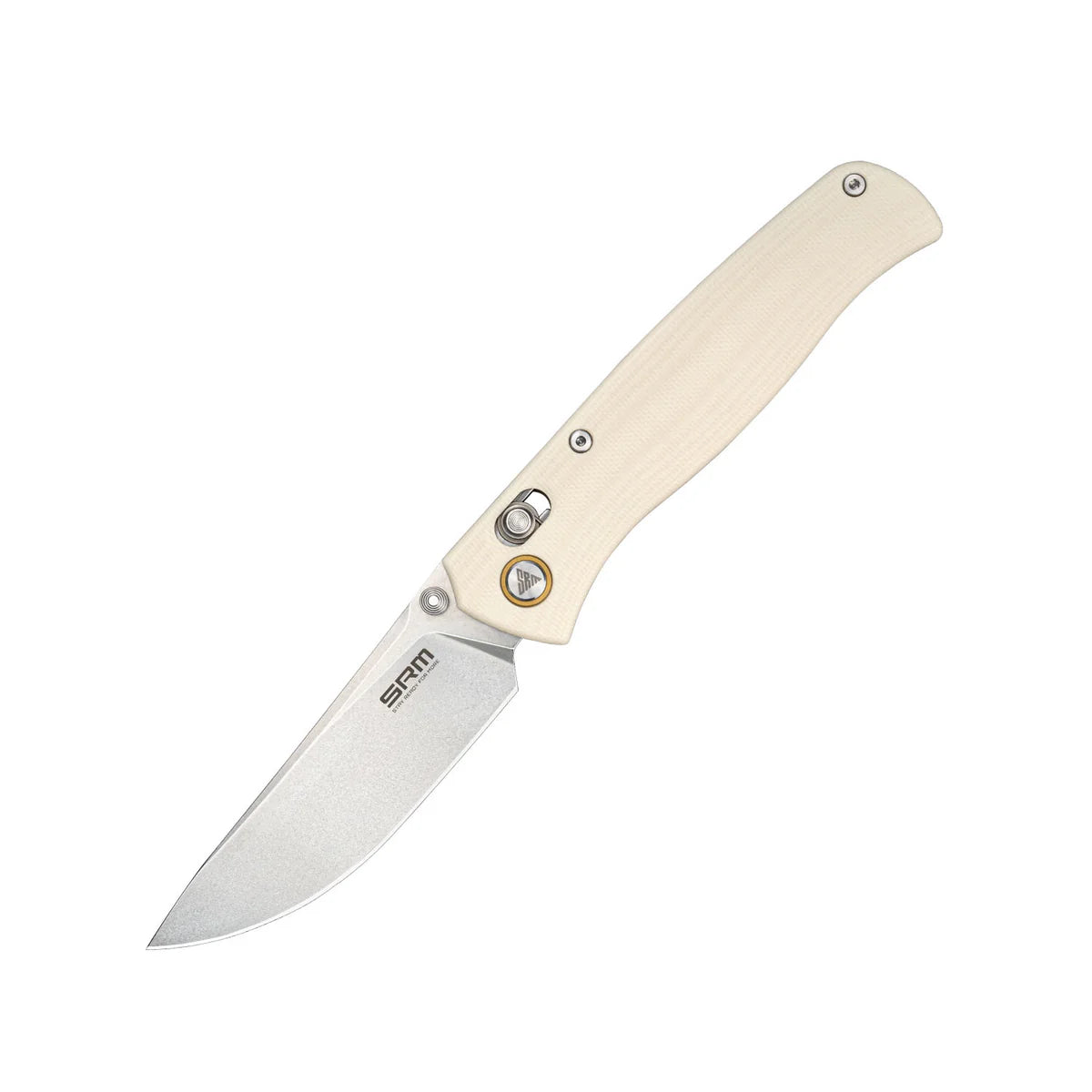 SRM Medal 255L-GT Ivory G10 with 10Cr15CoMoV Cross Bar Lock Folding Knife