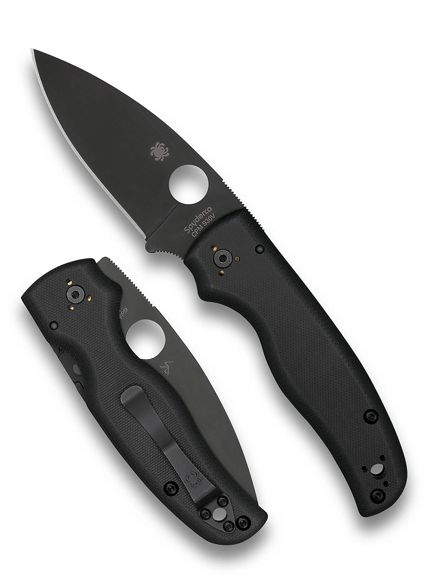 Spyderco Shaman Compression Lock Knife Black G-10 3.6" Black Blade  C229GPBK