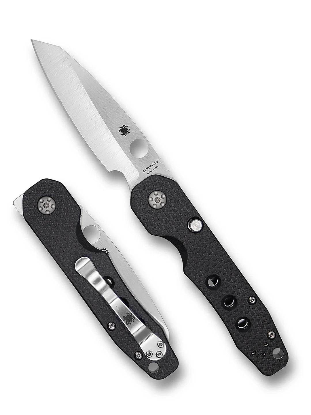 Spyderco Smock Folding Knife 3.45" S30V Satin Plain Blade, Carbon Fiber G10 Handles, Compression Lock