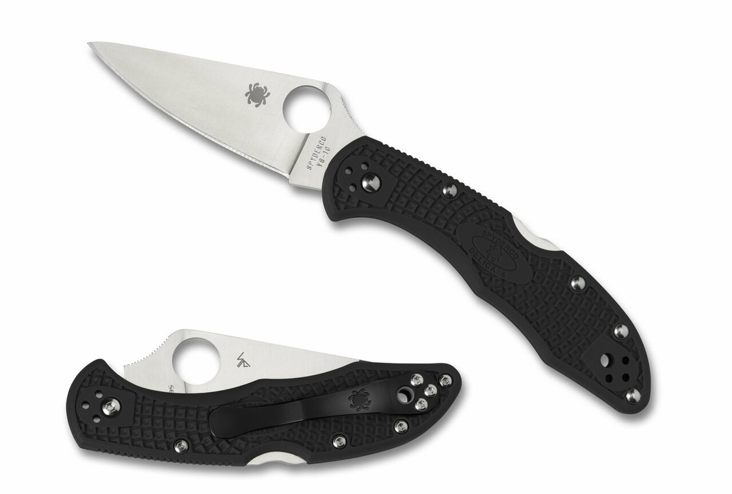 Spyderco Delica 4 Knife Flat Ground Black FRN 2.88" Satin VG10 steel blade C11FPBK