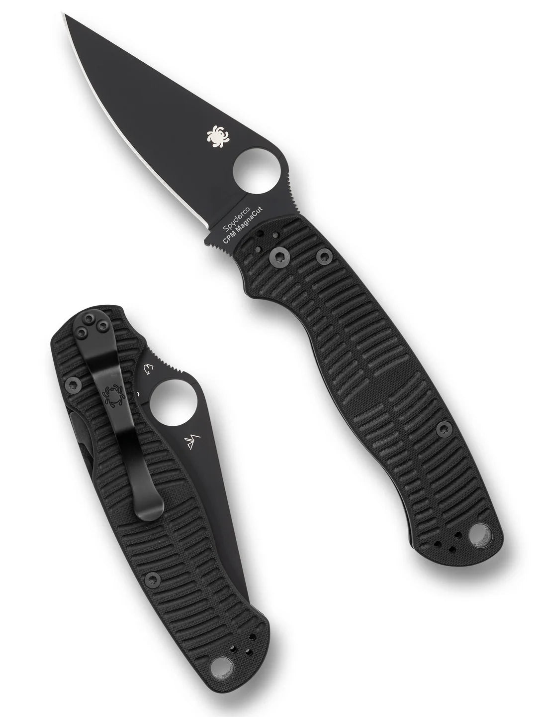 Spyderco  Paramilitary 2 Salt Compression Lock Knife Plain Magncut Blade, Black G10 Handles