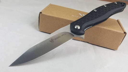 Steel Will Mini Intrigue Folding Knife (F45M-11) – 3.25" D2 Satin Blade, Black FRN Handle
