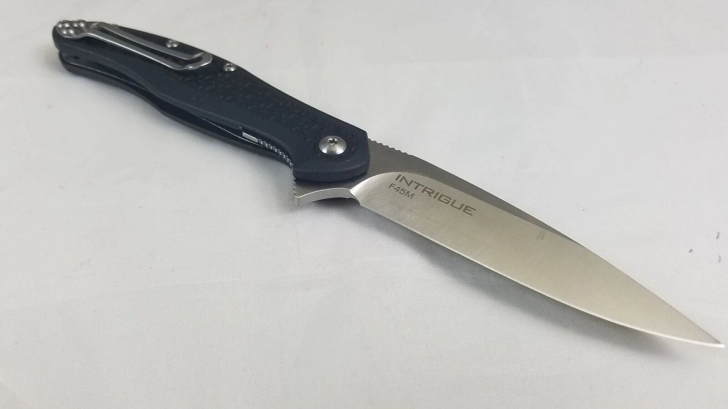 Steel Will Mini Intrigue Folding Knife (F45M-11) – 3.25" D2 Satin Blade, Black FRN Handle