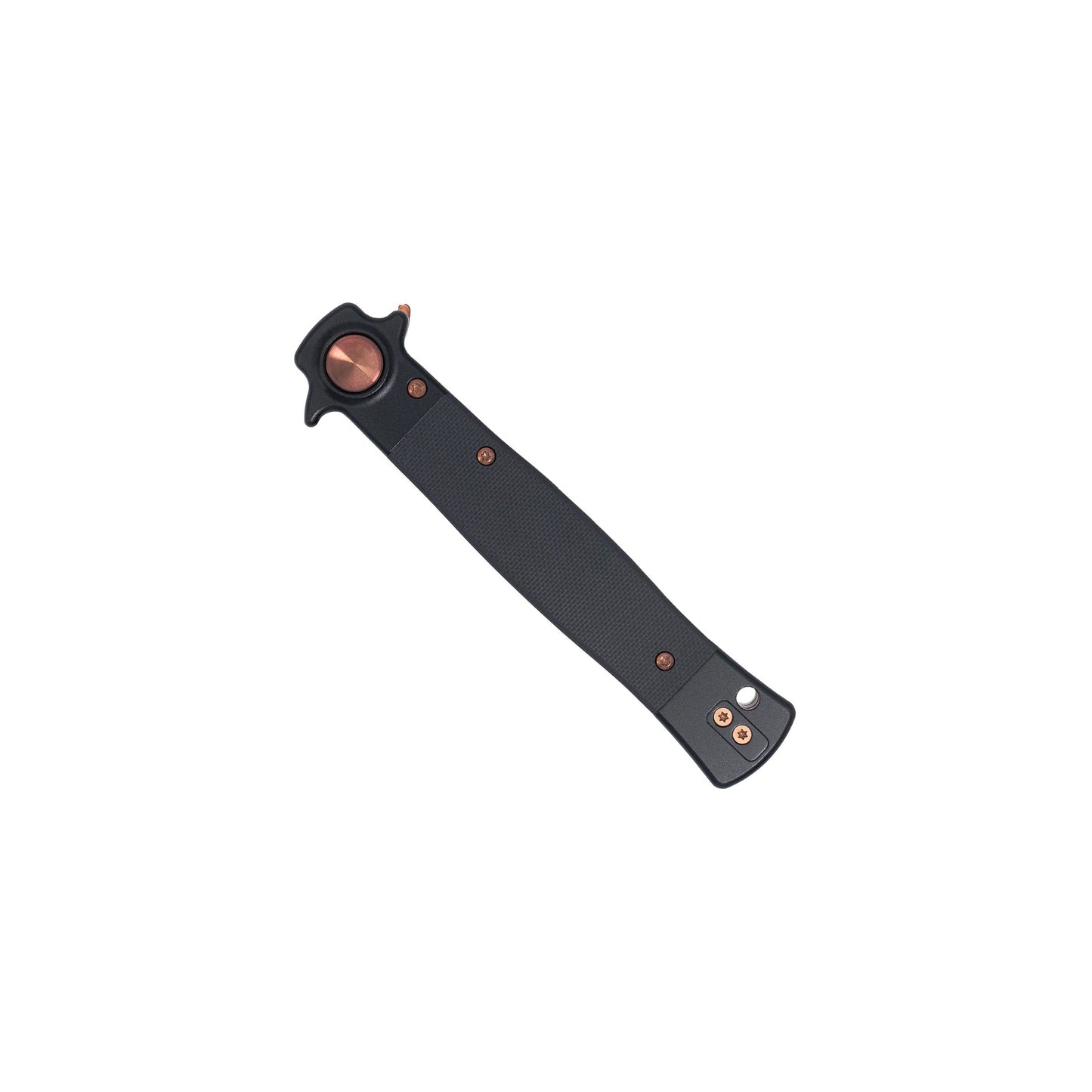 CobraTec Stiletto Button Lock  Black/ Rose Gold VG-10 Stainless Steel CTSTLBLG10BLKRSG