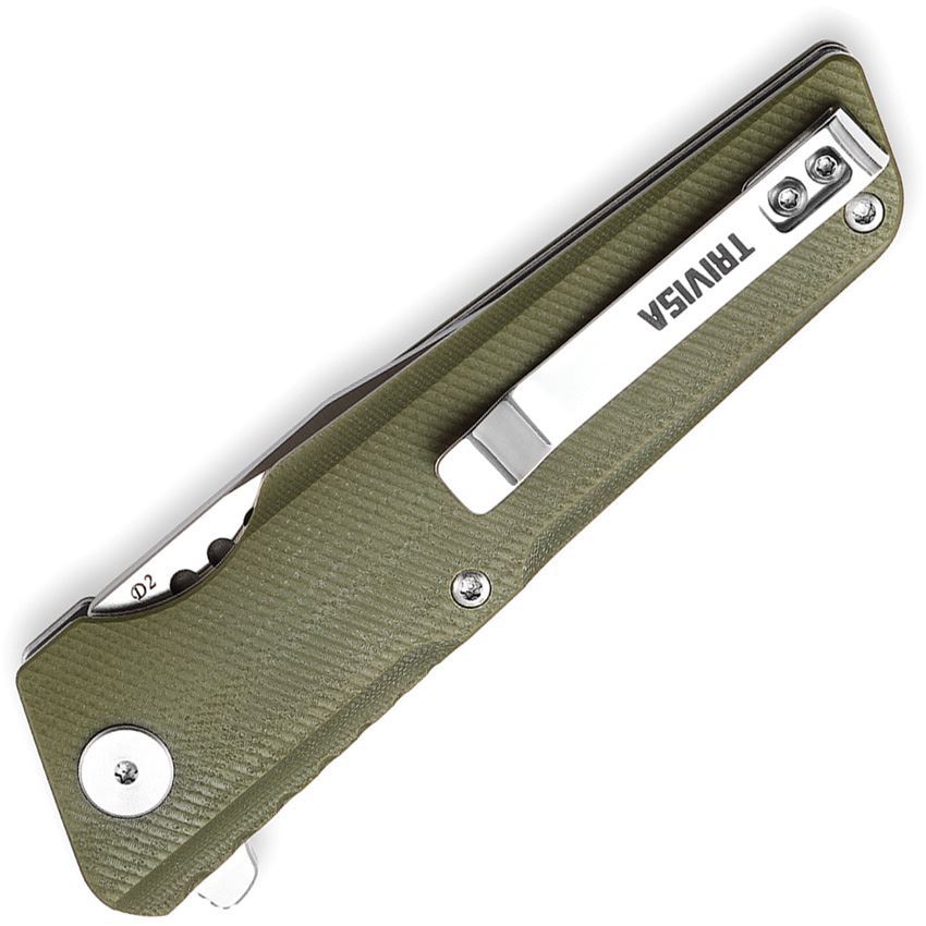 TRIVISA Orion Linerlock OD Green G10 Folding D2 Steel Pocket Knife TY01GDG