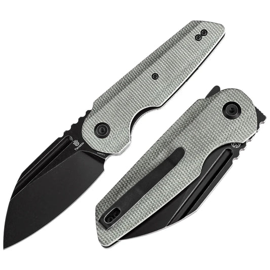 Tenable Rafe L Folding Knife Green Micarta Handle (3.19" Black Stonewashed 14C28N Blade) 4T5 Design--T1048A1