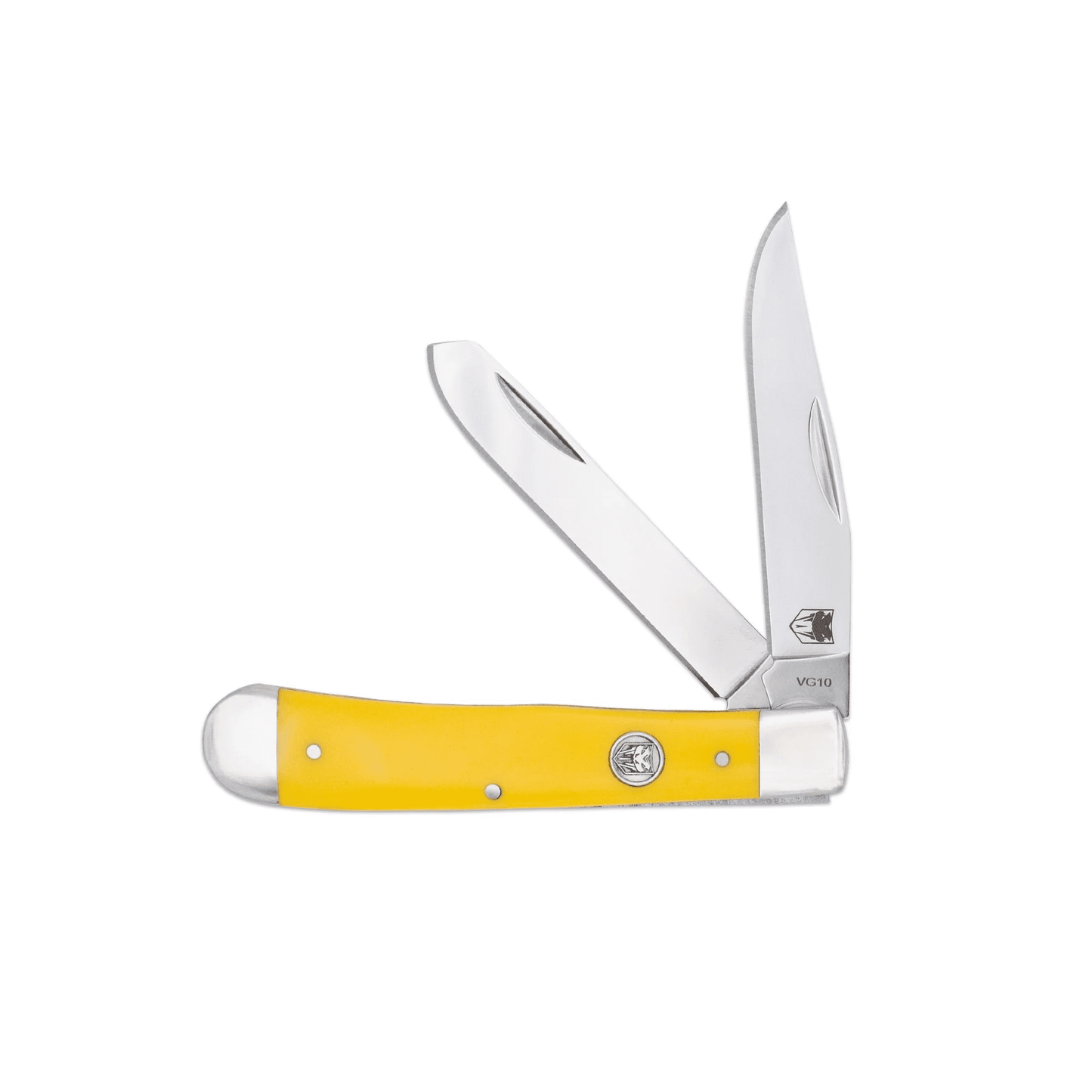 CobraTec® Traditional Two Blade Trapper – Yellow Delrin Handle (CTTDTRPDLNYEL)