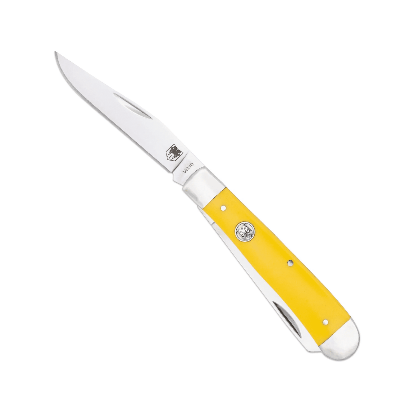 CobraTec® Traditional Two Blade Trapper – Yellow Delrin Handle (CTTDTRPDLNYEL)