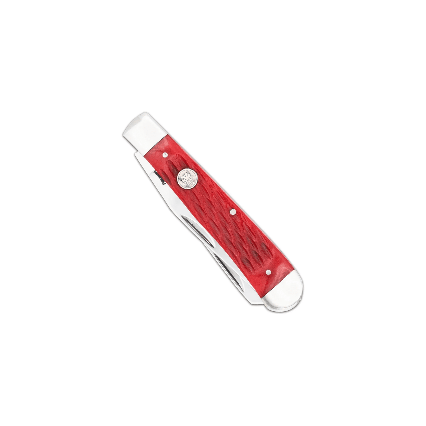 CobraTec® Traditional Two Blade Trapper – Red Bone Handle (CTTDTRPREDBN)