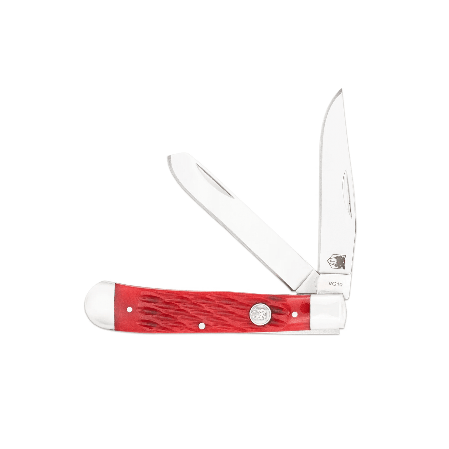 CobraTec® Traditional Two Blade Trapper – Red Bone Handle (CTTDTRPREDBN)