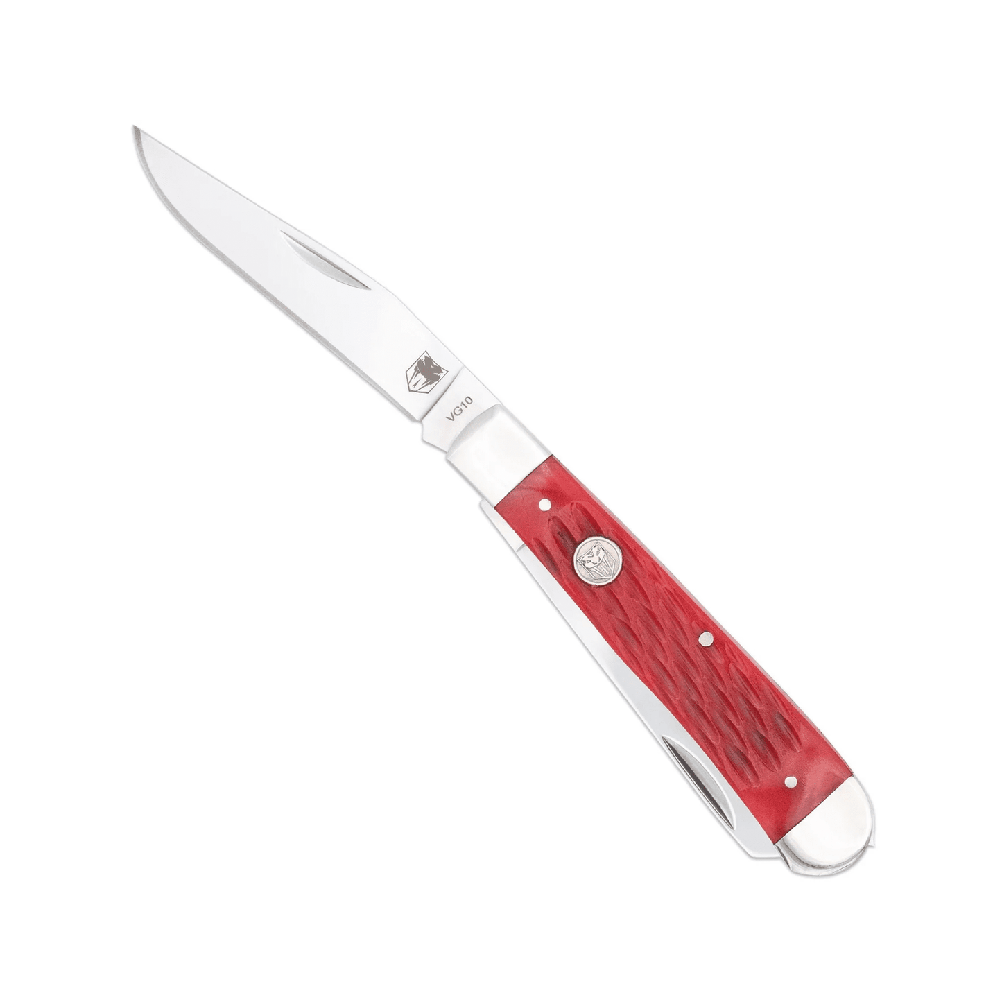 CobraTec® Traditional Two Blade Trapper – Red Bone Handle (CTTDTRPREDBN)